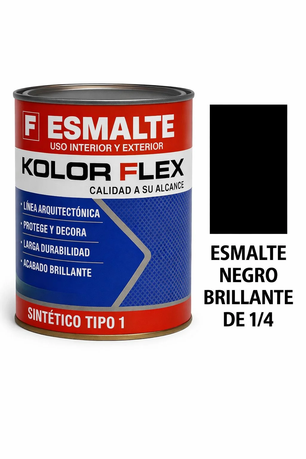 Esmalte Negro Brillante de 1/4 De GL Kolor Flex