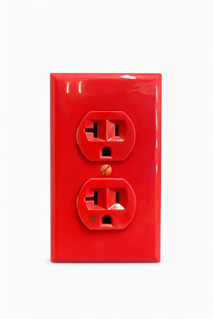 Toma Doble Con Tapa Rojo