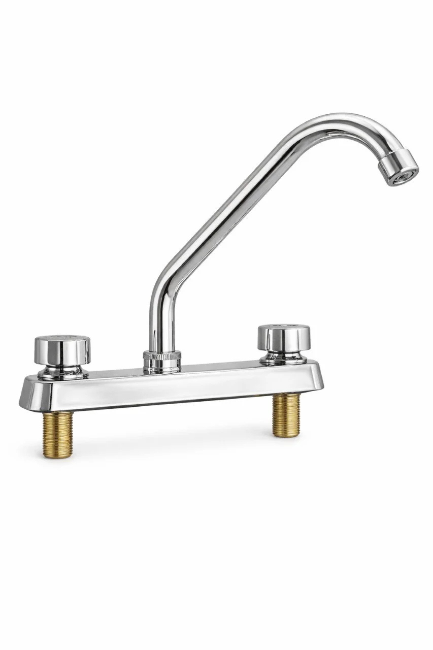 Llave Para Lavaplatos Doble Metal Manija Cromada